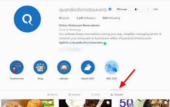 ‘Tagged’ section on an Instagram profile