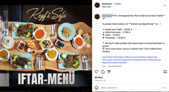 bewerbung von restaurantangeboten